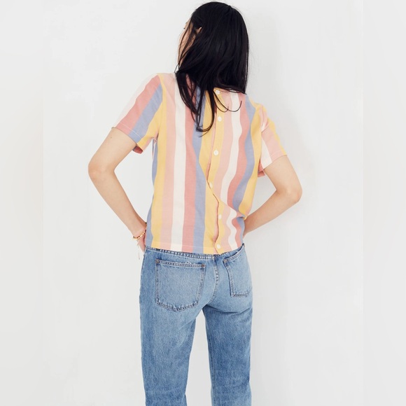 Madewell Button - Back Tie Tee In Sherbet Stripe - Picture 14 of 14